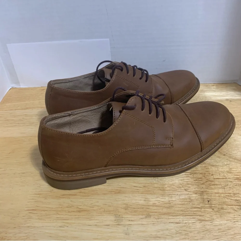 Mens Merona‎ Comfort Gel Brown Faux Leather Cap Toe Dress Oxford Shoes Size 8 M